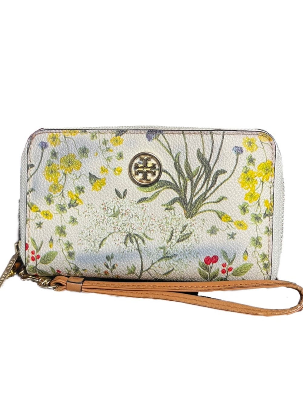 Tory Burch Robinson Watercolor Botanical Print Wristlet Wallet